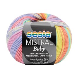 100% Fine Merino Wool Unshrinkable, 2 Skeins, 382 Yds 3.50 oz./350 m 100 g, Needles 3-3.5, Multicolor Yarn for Knitting and Crocheting Sesia Mistral Baby (2, Multicolor - 4335)