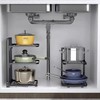 Kitchen Storage Shelf Carbon Steel Multilayer Black Pot and Pan
