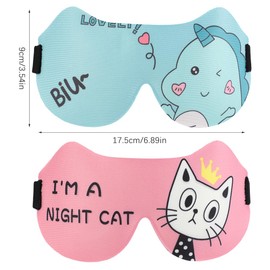 SacJkt Kids Sleep Mask, 3D Sleeping Masks, Pack of 2 Sleep Masks for Kids, Eye Masks for Sleeping with Adjustable Headband, Soft Blackout Sleeping Mask for Napping, Travel（Blue+ Pink）