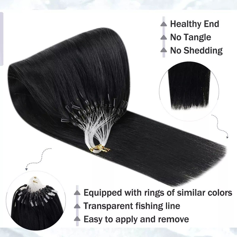 Hetto Extensiones Cabello Natural Negro Jet 18in 50gramos