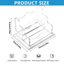 Hengrongshen Visitenkartenhalter – 2 Etagen, 2 Fächer, für 100-120 Karten – Visitenkartenständer aus Acryl Poliert, Rutschfest, Transparent Visitenkarten Aufbewahrung für Schreibtisch, Büro, Messe