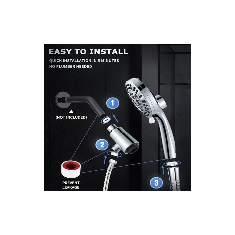 High Pressure Shower Head with Magnetic Back Fixed Base Design,Handheld