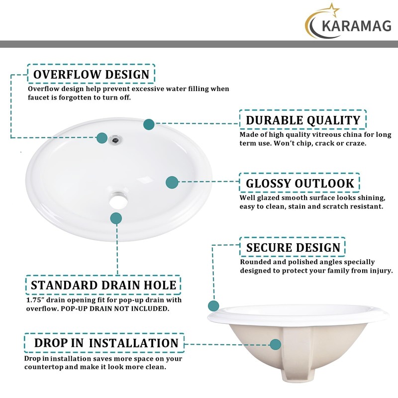 Bathroom Vessel Sink 16'' x 12'' Semi Recessed Bathroom Sink