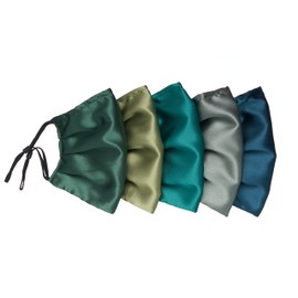 Habac Studio Pack of 5 Satin Silk Face Masks Reusable Cover Bandana Balaclavas Face Masks Washable UK Black Face Mask with Nose Wire Pleated Face Mask for Women Men Adjustable.