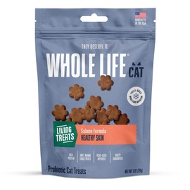 Whole Life Cat Living Treats for Cats – Human Grade Probiotics for Allergy & Itchy Skin Relief, Natural Digestive Support, Healthy Cat Snacks for Felines - Salmon & Yogurt, 1 oz (Pack of 1)