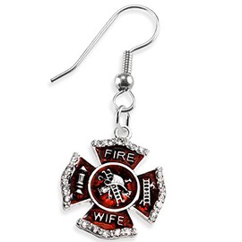 Firefighter's Wife Crystal Earring, Safe-Nickel, Lead & Cadmium Free!