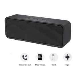 HUSAN Wireless Bluetooth Speaker With AUX/USB/TF card slot,Outdoor Portable Stereo Speaker with HD Audio,Enhanced Bass, Dual-Driver,Handsfree Calling, FM Radio Speaker For Travel,Party (Black)
