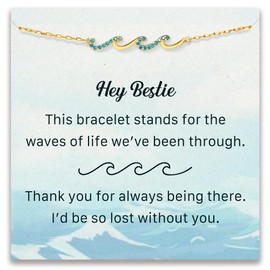 STORYJEWELLERY S925 Bracelet for Friend, Friendship Gifts for Women, Friend Birthday Gifts for Women, Bestie Wave Bracelets, Unique Present for Female Friends, Bff Jewelry