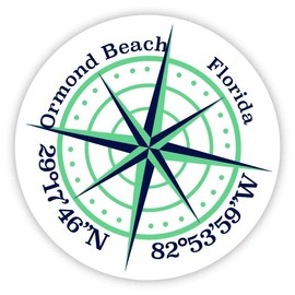Ormond Beach Florida 2-Inch Vinyl Decal Sticker Latitude Longitude Compass Design
