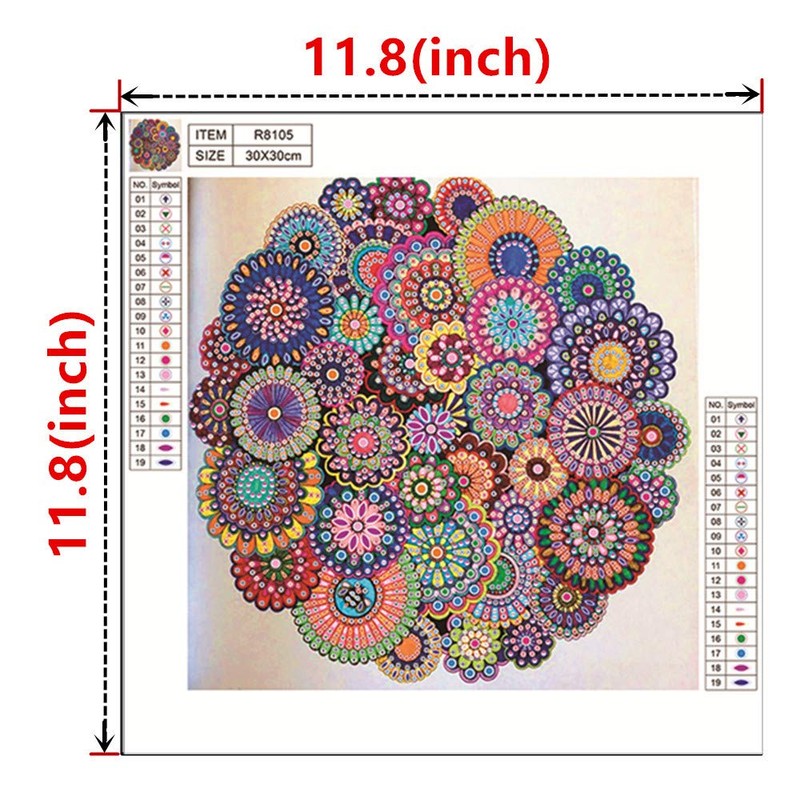Hibah Diamond Painting DIY 5D Special Shape Rhinestone, Mandala Flower,