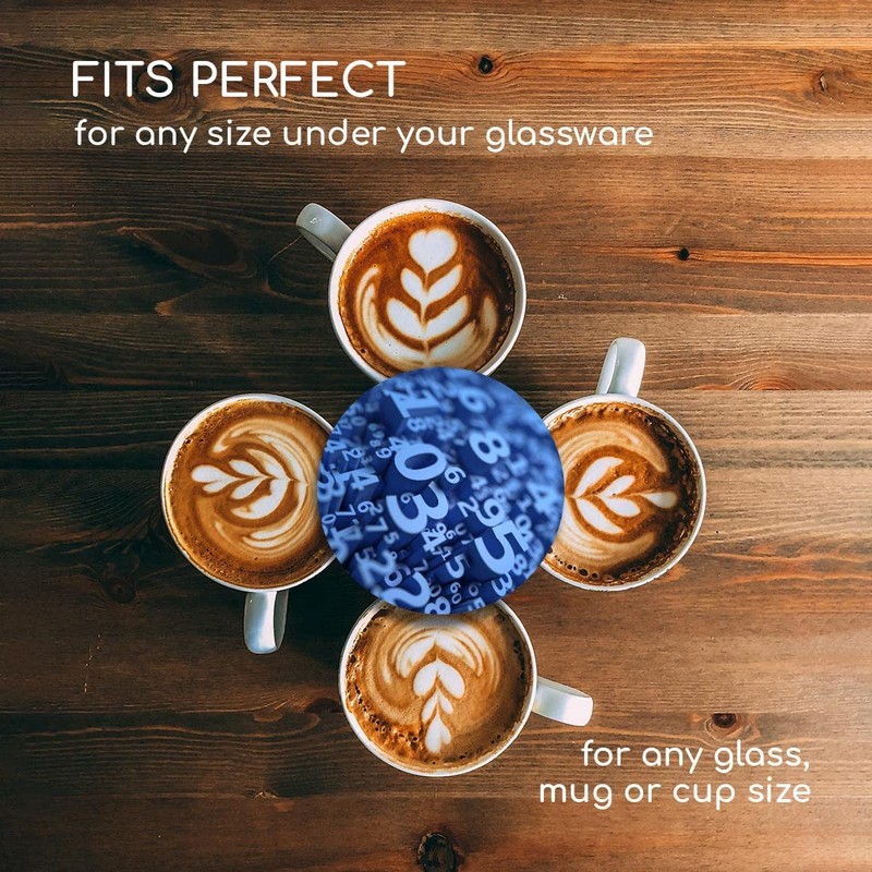 1 x Round Coaster - Blue Number Art Maths Physics