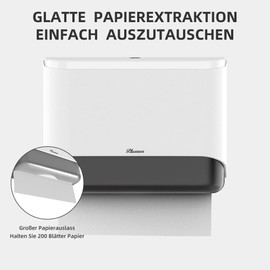 PLUSSEN Paper Towel Dispenser Wall Mounted, ABS Paper Towel Dispenser Commercial for Folding Towels Wall Mounted Bathroom Office Kitchen, No Hole Installation (White-6012)