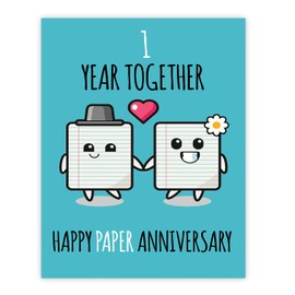 Stuff4 1st Anniversary Poster Unframed - 1 Year Together - Happy 1st Wedding Anniversary Cute Gifts for Husband Girlfriend Wife Companion Boyfriend Partner, 8x10 Inch Anniversaries Posters