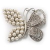 Unique Faux Pearl Crystal Butterfly Brooch
