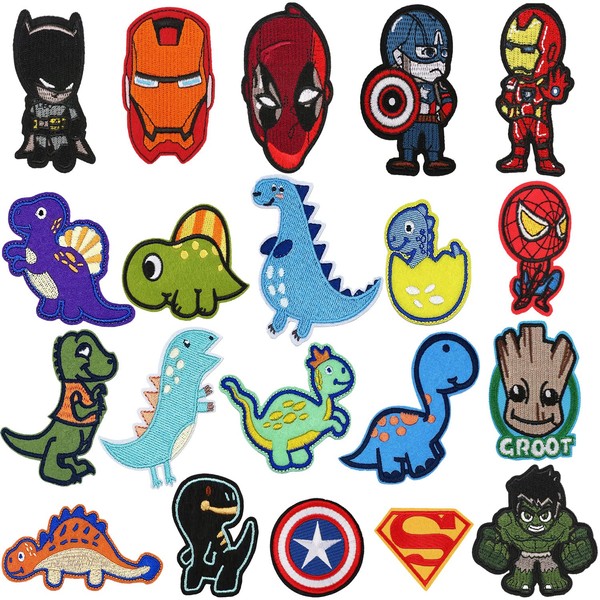 Iron-On Patches for Children, Pack of 20 Patches for Iron-On