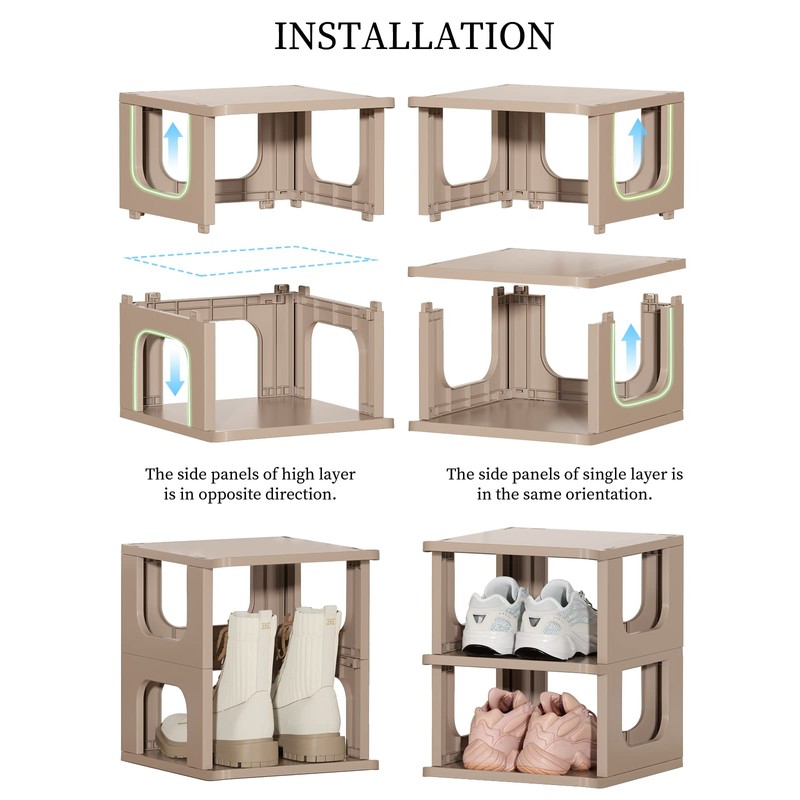 Narrow Shoe Rack - 5 Tiers Stackable Shoe Storage Stand