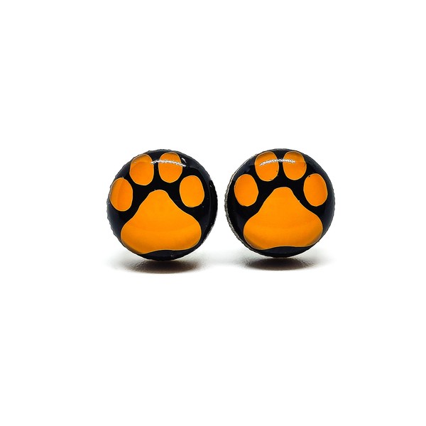 Stud Earrings, Paw Print, 10 mm, Handmade, for Women Men