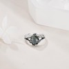 POPLYKE Moss Agate Teardrop Ring Sterling Silver Engagement Ring Green