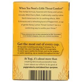 Yogi Tea, Honey Lemon Throat Comfort, 16 Count, Packaging May Vary