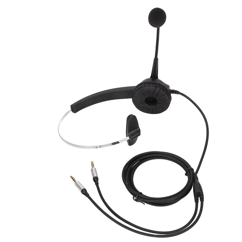 Call Center Headset Mono Noise Cancelling Dual 3.5mm Plug Computer
