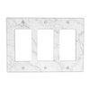 White Marble Triple Gang Rocker Decorative Light Switch Cover, 3-Gang