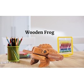Wooden Frog, Thai Traditional Craft Wooden Lucky Frog, Feng Shui Money Frog, Lucky Toad Decoration, for Home Office Art Figurines Decor Miniatures Gift (5.8CM)