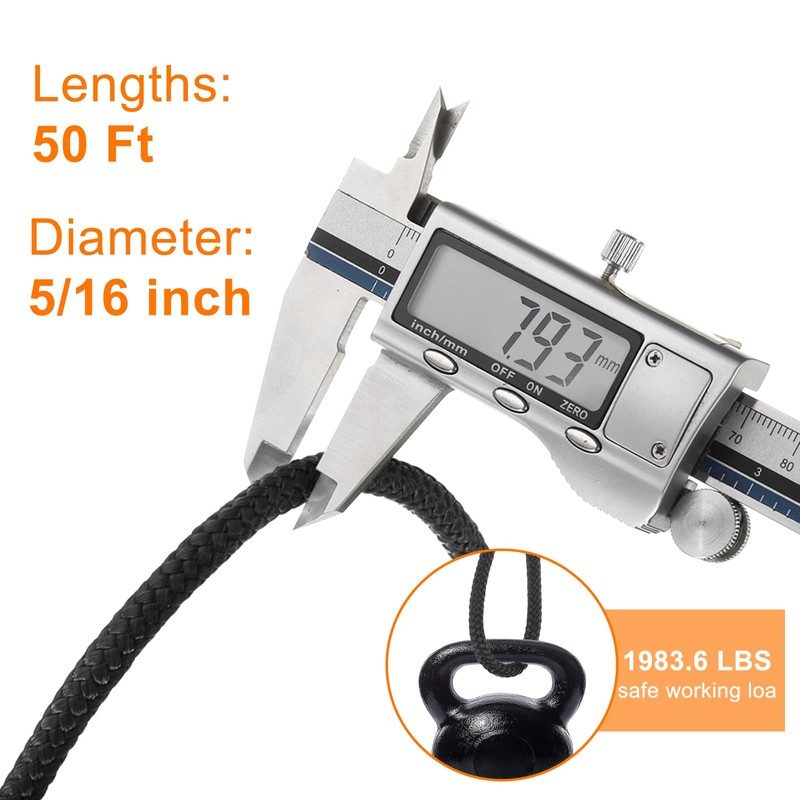 sourcing map Solid Braid Nylon Rope 5/16 Inch 50 Ft