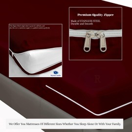 RAJVEER TEXTILE Luxurious bedding Zipper Fitted Sheet - Twin-XL Size Luxurious bedding Zipper Fitted Sheet 8" Inch Deep Pocket - 600 TC 100% Egyptian Cotton Zipper Mattress Cover Burgundy Color