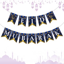 Fenspeed Eid Mubarak Banner Eid Decorations Moon and Star Ramadan Decorations for Home Lantern Garland Ramadan Decoration Supplies