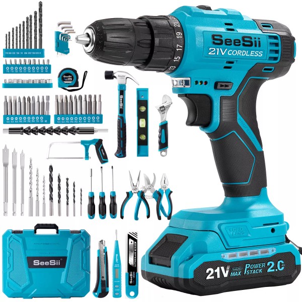 Seesii 230 Piece Power Tool Combo Kits with 21V Cordless