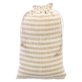 CleverDelights 8 x 12 Inch Burlap Bags - Natural/Ivory Stripe - 5 Pack - 8x12 Jute Burlap Drawstring Gift Pouches