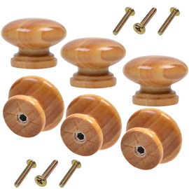 COSMOS 6 PCS Round Mushroom Shape Wooden Cabinet Knobs Drawer Pulls