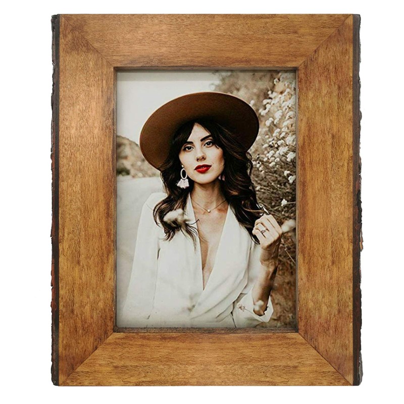 IKEREE 4x6 Rustic Picture Frames with Natural Bark Edges, Brown