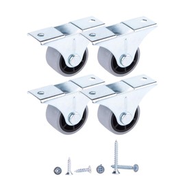 (Pack of 4) 30 mm Small Wheel Castors Rubber Castors for Furniture Non-Swivel Non-Plastic Casters Device & Equipment Small Wheel Castors Screws Included Wheels Set (4, Diameter 30 mm/35 kg)