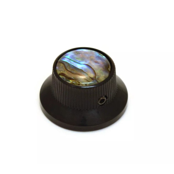 Aftermarket K-MBAB-B (1) Black/Abalone Metal Guitar/Bass Bell Knob 6mm Split