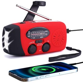 Radio meteorológica FM/AM/NOAA con manivela autoalimentada solar portátil mini radios de supervivencia de emergencia con 3 LED súper brillante linterna de 2000 mAh funciona con pilas, cargador de