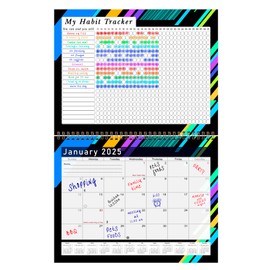 2025 Monthly Desktop/Wall Calendar/Planner - Habit Tracker - Daily, Weekly & Monthly Goal Motivational Habit Tracking Journal Inspirational - (Edition #013)