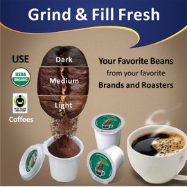 48 iFillCup Pods for Keurig K Cup Brewers – Fresh Fill Dozens in Minutes | Use Your Favorite Coffee: Dark, Medium, Espresso, Organic, Flavored | Holds 35% More Coffee for a Richer Larger Brew (Green)