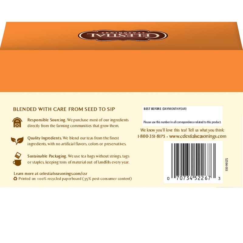 Celestial Seasonings Black Tea, Sweet Harvest Pumpkin, Contains Caffeine, 20