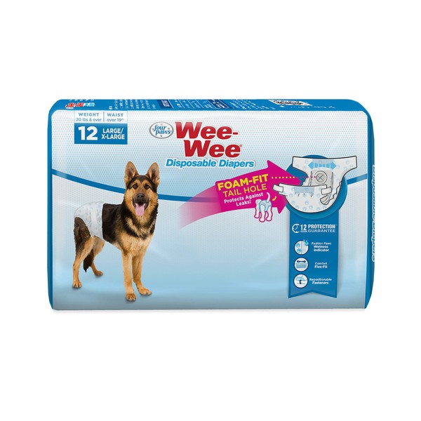 Four Paws Wee-Wee Disposable Dog Diapers 12 Count Large / X-Large