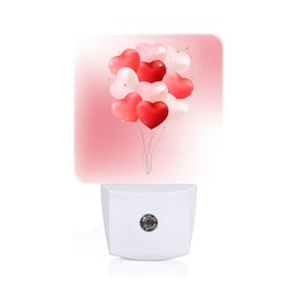 FSHVQKD Pink Candy Heart Balloons Night Light,Plug-in Night Lights with Dusk-to-Dawn Sensor for Stairway,Hallway,Bedroom Sleep Friendly Ideal for Women/Girls/Boys Gift,0.5w