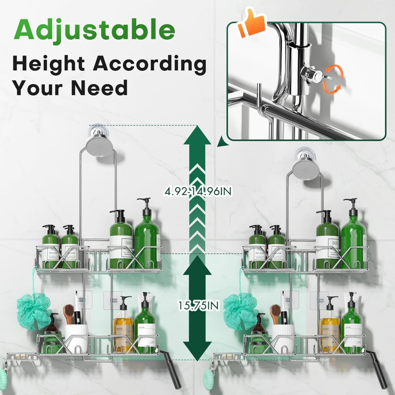 Stainless Steel Shower Caddy for Handheld Shower Heads,Rustproof Hose Shower