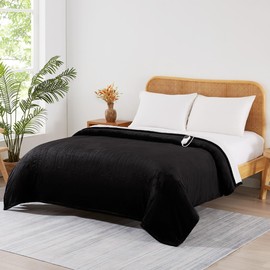 JKMAX Electric Heated Heating Blanket - Heated Bed Blanket 10 Heating Levels 8 Hours Auto off Fast Heating ETL Certified Electric Blanket with Ultra Soft Overheat Protection King Size 100" x 90" Black