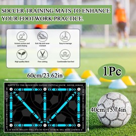 Football Training Mat, 40 * 60 CM Football Mat Training, Football Mastery Mat, Football Skills Mat for All Levels, Non-Slip Silent Football Mat for All Ages to Improve Speed Strength and Coordination