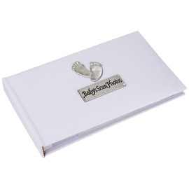 Metal Planet Ltd Baby's Scan Photo album with footprint design - soft white (holds forty 6x4 inch photos) NEW