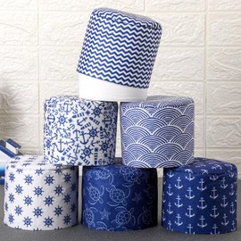 Hoolerry 6 Pcs Decorative Toilet Paper Roll Cover Fit regular Roll Within 4.3 x 5.1'' Reusable Felt Fabric Toilet Tissue Holder Tissue Paper Cover Wrap for women Bathroom Decor Hotel Gift(Nautical)