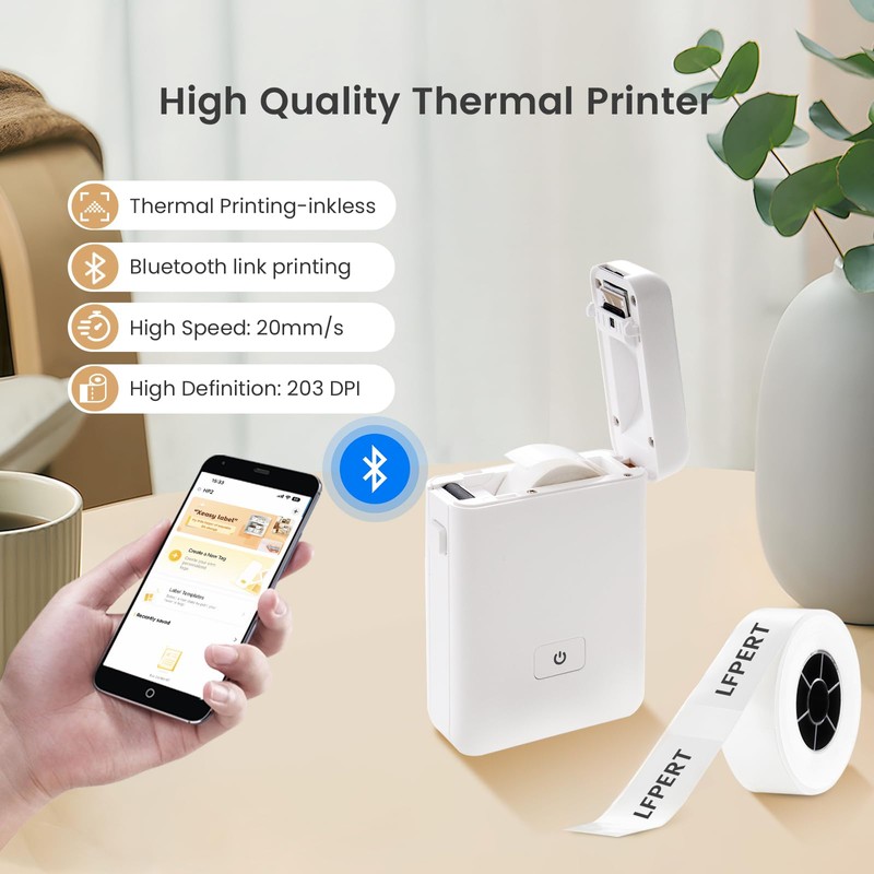 Label Maker Machine with Tape - HP2 Portable Smartphone Sticker