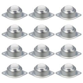 Tianher Pack of 12 Furniture Castors, Flat Ball Castors for Furniture, Ball, Roller, Bearing, Mounted Ball Transfer Bearing, 2 Holes Units (Nylon)