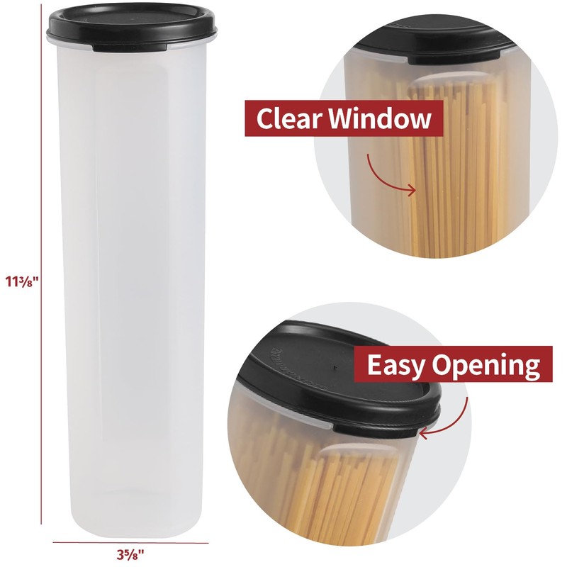 Tall Clear Spaghetti Pasta Container Storage With Lid.Multi-Purpose Kitchen Pantry