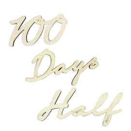 regalo Wooden Wood Garland, Letter Banner 100th Holiday Half Birthday (100 Days, Half Cursive Natural)